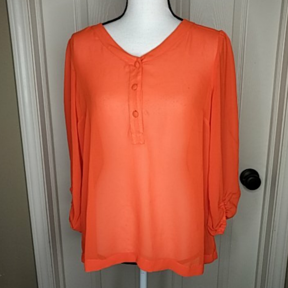 Sofia Vergaro Orange Sheer Top Sz. S